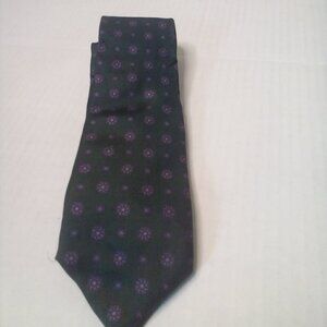 Paco Rabanne Tie Necktie 100% Silk Pattern Green Purple